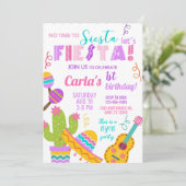 pink Fiesta girl birthday invitation, any age. Einladung (Stehend Vorderseite)