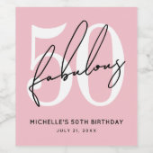 Pink Fifty 50. Geburtstag Weinetikett (Einzelnes Label)