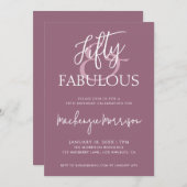 Pink Fifty and Fabulous Script Birthday Party Einladung (Vorne/Hinten)