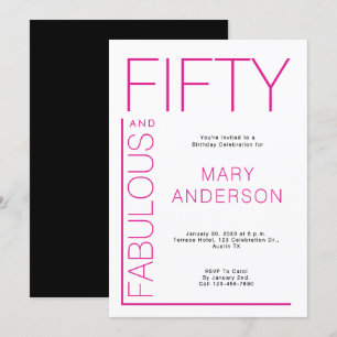 Pink Fifty und fabelhafte 50. Geburtstagsparty Einladung