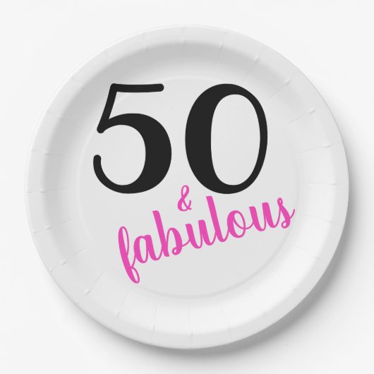 Pink Fifty und fabelhafte Geburtstagsparty Pappteller (Vorderseite)