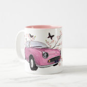 Pink Figaro coffee mug - koffiemok theemok roze Zweifarbige Tasse (Vorderseite Links)