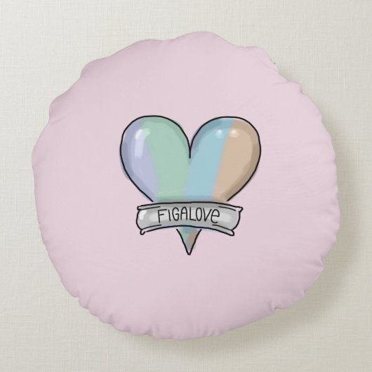 Pink Figaro round pillow - rond kussen Rundes Kissen (Rückseite)