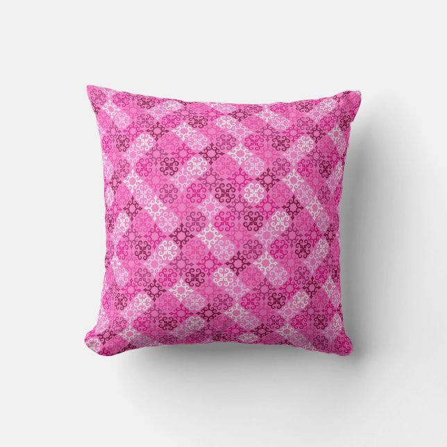 Pink Filigree Diamond Pattern  Kissen (Vorderseite)