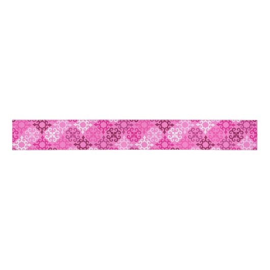 Pink Filigree Diamond Pattern Ripsband (Vorderseite)