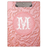 Pink Filigree Wood Monogram Initial Clip Board Klemmbrett (Vorderseite)