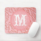 Pink Filigree Wood Monogram Initial Mouse Pad Mousepad (Mit Mouse)