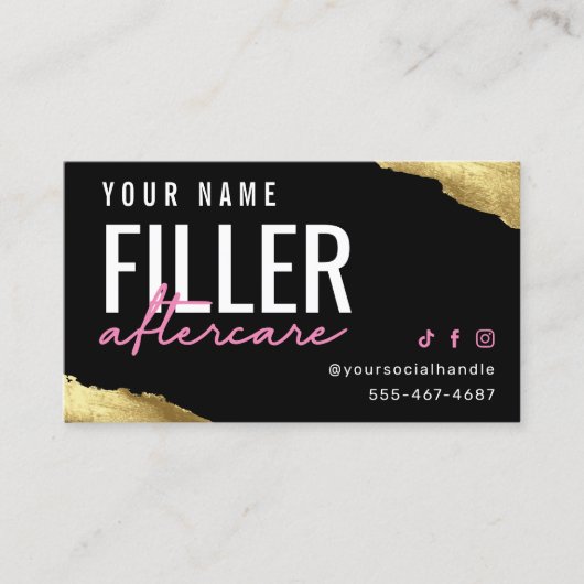 Pink Filler Aftercare Card Visitenkarte (Vorderseite)