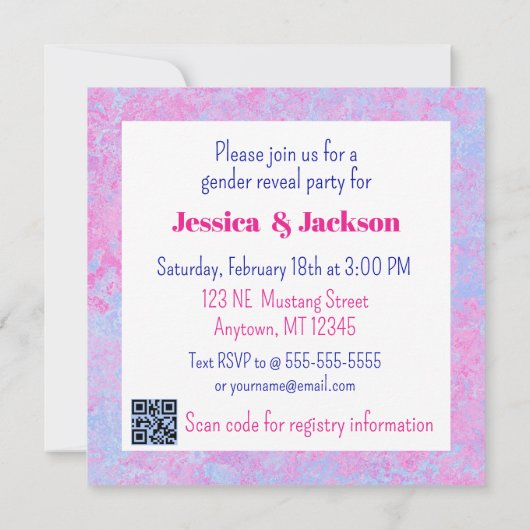 Pink Filly & Blue Colt Western Style Gender Reveal Einladung (Rückseite)