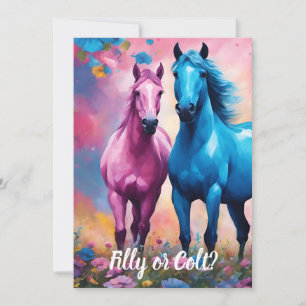 Pink Filly & Blue Colt Western Style Gender Reveal Einladung