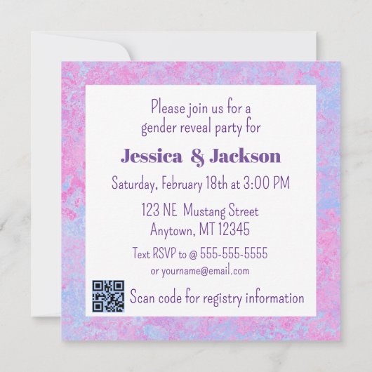 Pink Filly & Blue Colt Western Style Gender Reveal Einladung (Rückseite)