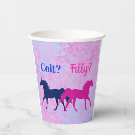 Pink Filly & Blue Colt Western Style Gender Reveal Pappbecher