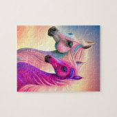 Pink Filly & Blue Colt Western Style Gender Reveal Puzzle (Horizontal)