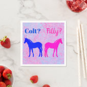 Pink Filly & Blue Colt Western Style Gender Reveal Serviette (Beispiel)