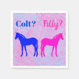 Pink Filly & Blue Colt Western Style Gender Reveal Serviette