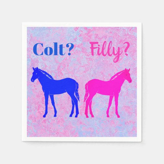 Pink Filly & Blue Colt Western Style Gender Reveal Serviette (Vorderseite)