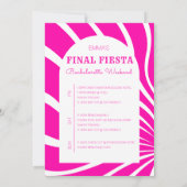 Pink Final Fiesta Bachelorette Wochenende Einladun Einladung (Rückseite)