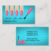 Pink Finger Nails auf Blue Nail Studio Visitenkarte (Vorne/Hinten)