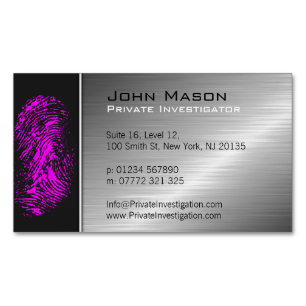 Pink Fingerprint PI Investigator Business Card Magnetische Visitenkarte