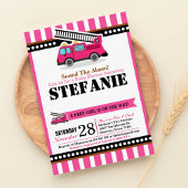 Pink Fire Motor Kinderdusche Einladung