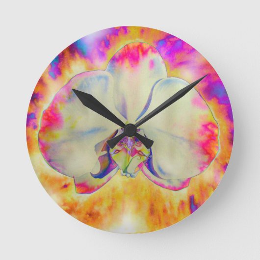 Pink fire orchid runde wanduhr (Vorderseite)