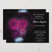 Pink Fireworks Retirement Party Einladung (Vorne/Hinten)