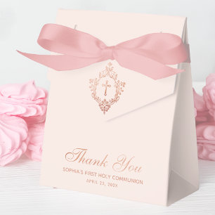Pink First Communion Mädchen Elegant Roségold-Wapp Geschenkschachtel