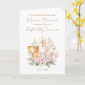 Pink First Holy Communion Chalice Candle Karte (Gelbe Blume)