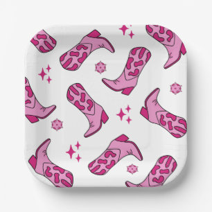 Pink First Rodeo Cowgirl Boot Birthday Pappteller