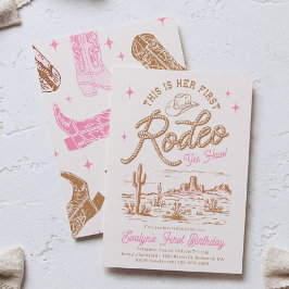 Pink First Rodeo Invitation Einladung