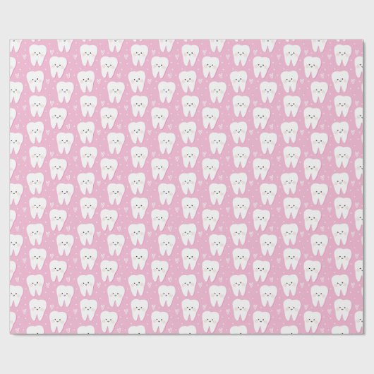 Pink First Tooth Geschenkpapier (Flach)