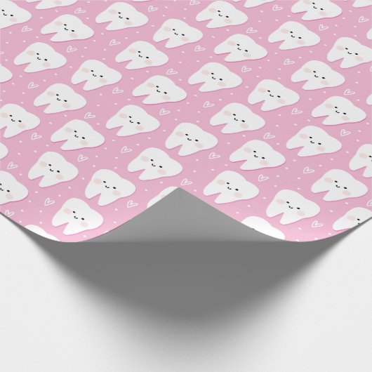 Pink First Tooth Geschenkpapier (Ecke)