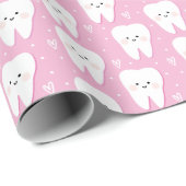Pink First Tooth Geschenkpapier (Rolleneckpunkt)
