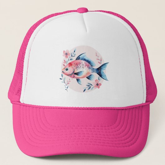 Pink Fish Art Tee Truckerkappe (Vorderseite)