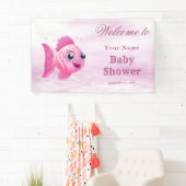 Pink Fish Baby Dusche Willkommen Banner (Insitu)