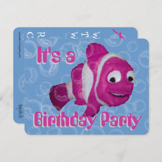Pink Fish Birthday Party Einladung