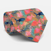 Pink Fish Corean Ocean Pattern Aquarell Krawatte (Gerollt)