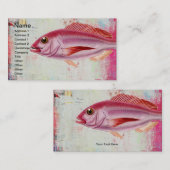 Pink Fish Mixed Media Visitenkarte (Vorne/Hinten)