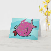 Pink Fish Note Card Karte (Gelbe Blume)