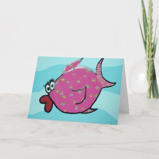 Pink Fish Note Card Karte (Vorderseite)