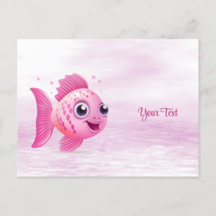 Pink Fish Postcard Postkarte
