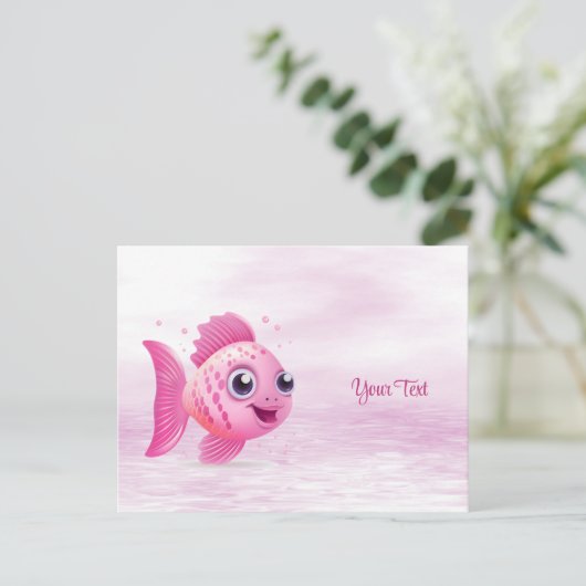 Pink Fish Postcard Postkarte (Stehend Vorderseite)