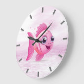 Pink Fish Wall Clock Große Wanduhr (Winkel)