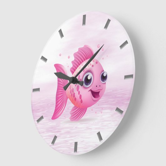 Pink Fish Wall Clock Große Wanduhr (Winkel)