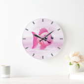 Pink Fish Wall Clock Große Wanduhr (Zuhause)
