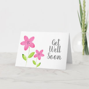 Pink Five Petal Watercolor Blume Karte
