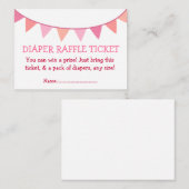 Pink Flags Diaper Raffle Ticket für Mädchen Begleitkarte (Vorne/Hinten)