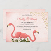 Pink Flamingo 40. Geburtstag Einladung (Vorne/Hinten)