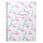 Pink Flamingo Aquamarin Cactus Personalize Name Notizblock (Vorderseite)