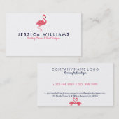 Pink Flamingo Aquarellfarben Illustration Visitenkarte (Vorne/Hinten)